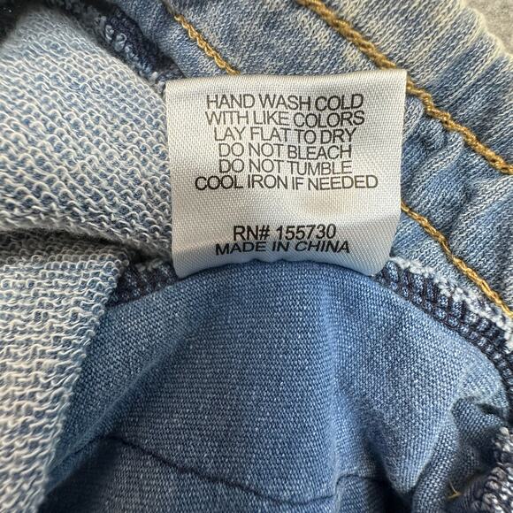 Jane+Delancey Shorts SZ L Blue Acid Wash Elastic Waistband Stretch Pull On Terry - Picture 8 of 8